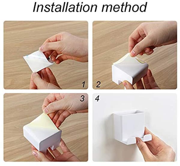 3 Pcs Wall Mount Remote Control Holder, Abs Wall Mount Storage Box For Cell Phone Charging Holder, Remote Control Storage Box
