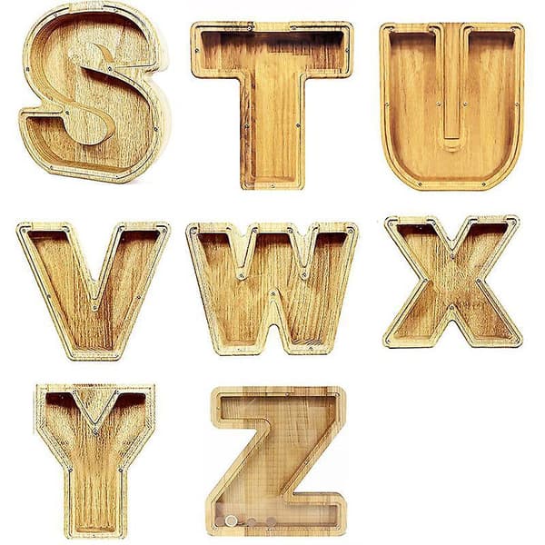 Træ Monogram Sparegris Stort Bogstav Pengetank Initialer Sparegris Fødselsdagsgave Til Børn A-z E