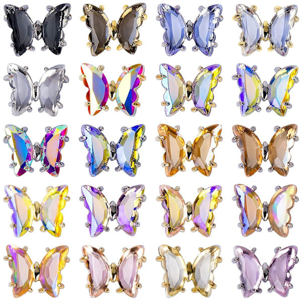 3D Kynsitaide Perhoskynsitaide Strassi Timantti Glitter, Uusi Akryyliperhoskynsitaidekoru shape3