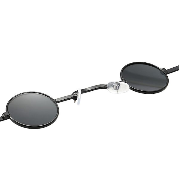 Retro Mini Runde Små Indrammede Solbriller Black Gray