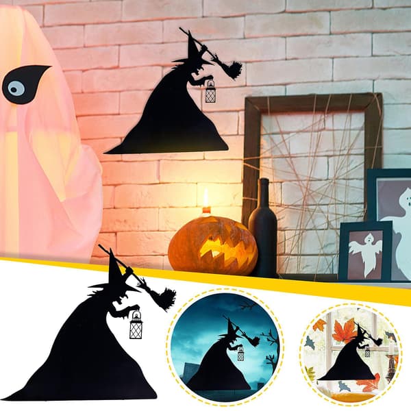 Creative Halloween Witch Silhouette Decorative Wall Art Horror Theme A