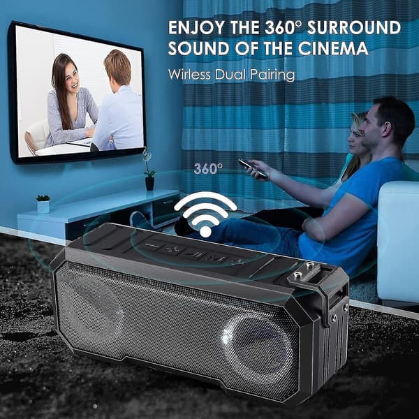Waterproof Bluetooth Speaker, Bluetooth 5.0, With Led Light, Greater Volume And Enhanced B