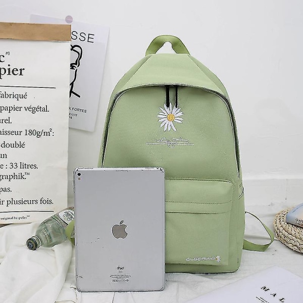 Den Nye Lille Tusenfryd Canvas Vesken Ung Mellomskole Elev Ryggsekk Grønn