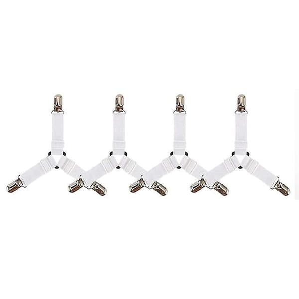 3 Clips Bed Corner Holder Bed Sheet Fasteners Mattress Cover Clips Heavy Duty Bedding Sheets Elastic Straps Adjustable 4PCS White