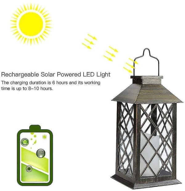 Solar Lantern, Outdoor Lanterns Warm White Waterproof Lights, 2pcs
