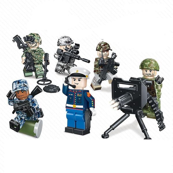 6 stk. American Leopard Raid Special Elite Force Kroppsrustning Barn DIY Monterte Byggeklosser