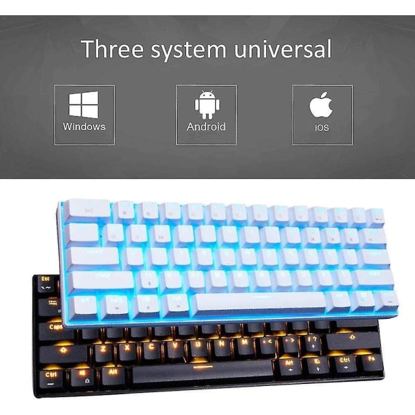 Gaming Tastatur, Rk61 Dual-mode Bluetooth Mekanisk Tastatur (kablet / Trådløs), Med LED Bakgrunnsbelysning, Standby i 360 Timer, For Datamaskin, Mobiltelefon
