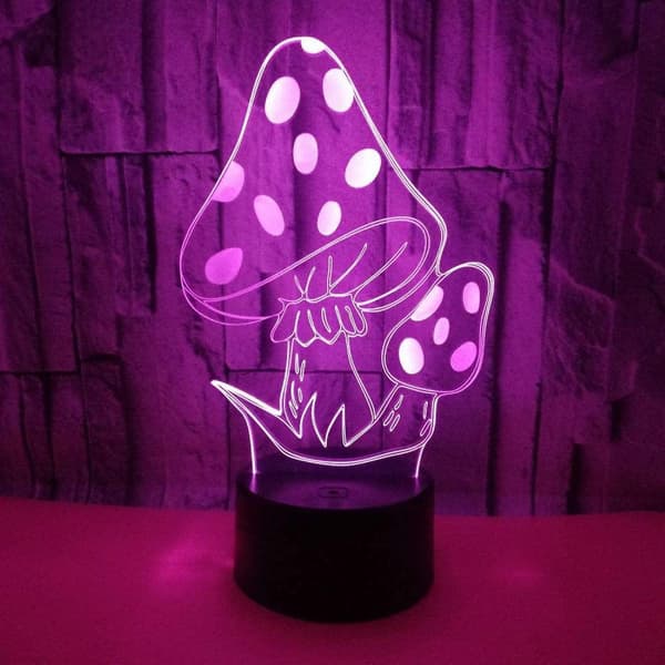 Justup Mushrooms 3d Led Table Lamp Psychedelic Mushrooms Night Light Optical Visual Illusion Home Decor Lighting