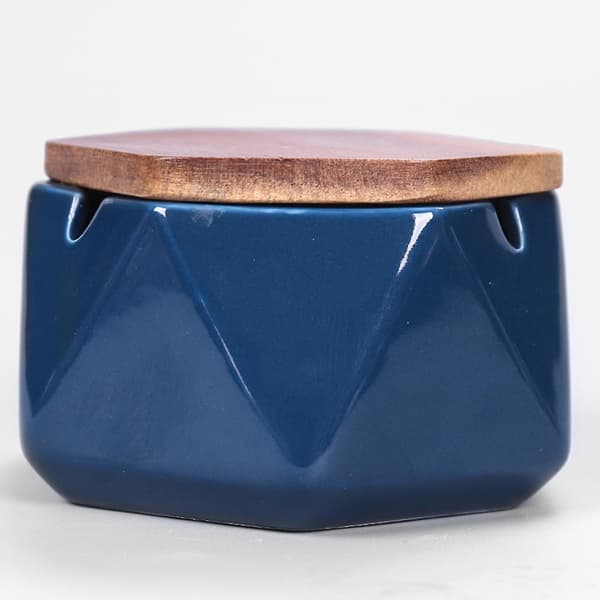 Ashtray Retro Multi-function Ceramic Windproof Geometric Ash Tray For Home White