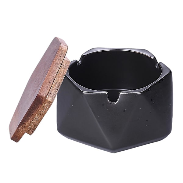 Ashtray Retro Multi-function Ceramic Windproof Geometric Ash Tray For Home Blue
