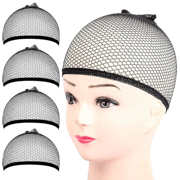 Wig Cap, 4pcs Black Mesh Wig Cap Net, Closed End Hair Mesh Net Wig Caps, Liner Weaving Caps For Women, Men, Kids