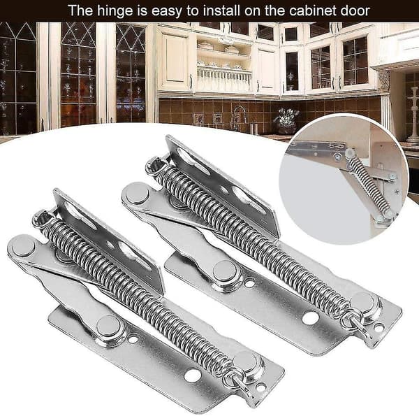 2 Pieces Cupboard Door Spring Hinge 80 Degree, Stainless Steel Lift-up Spring Hinge For Supporting