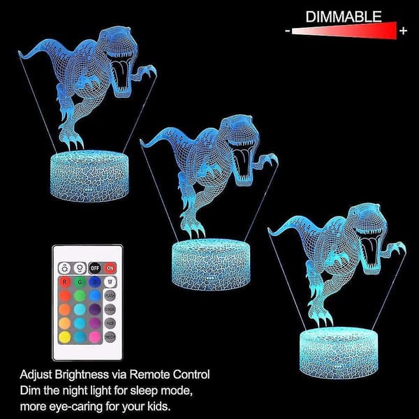 7 Colors Changing Smart Switch Remote Control Usb & Battery Powered Jurassic Dinosaur