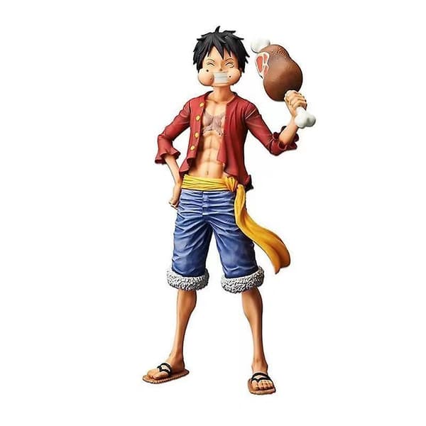 En Anime Dukke Luffy Spiser Nøgen Øje Stråhat Dukke Legetøjsmodel