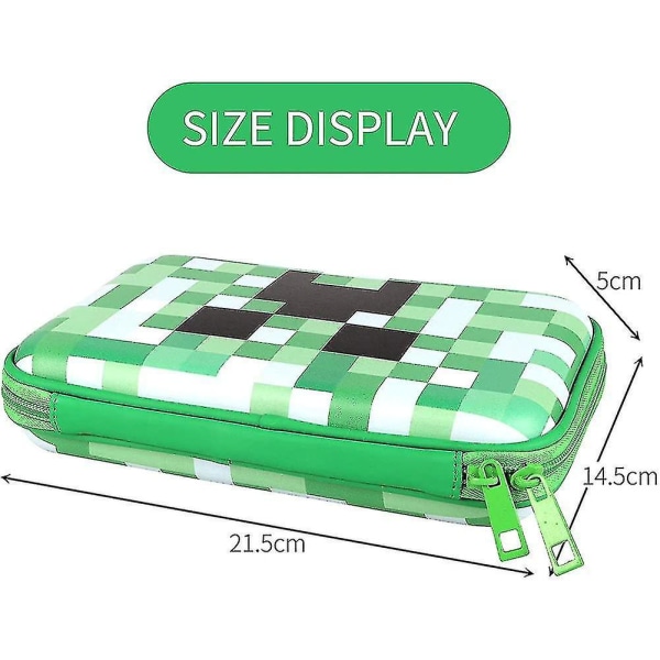 Green Large Pencil Case For Boys With Compartments Hardtop Kids Pen Bag