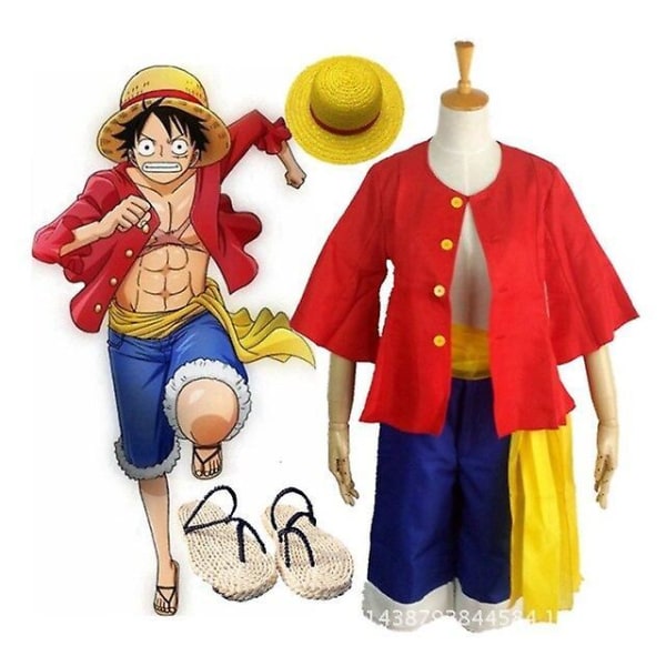 Anime One Piece Monkey D.luffy Cosplay Costume Hat With Shoes Full Set L