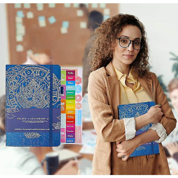Farverig Ugentlig & Månedlig Målsætningsplanlægger, Notesblok blue