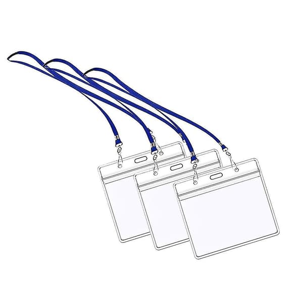3pcs Transparent Cards Protective Covers Cards Holders With Hanging Lanyard