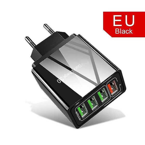 Bærbar Quick Charge 3.0 4-usb-porter 3.1a Reise Smart Adapter Telefonlader White US Plug