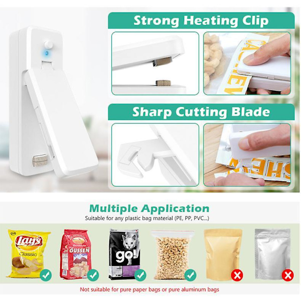 Charge Sealer Bag Plastic Package Sealer Heat Food Close Bags Portable Pink