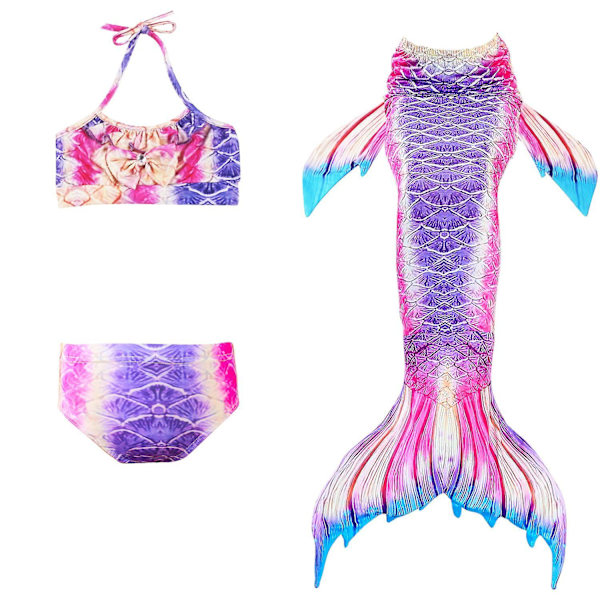 Børn Piger Havfruehale Bikini Sæt Badetøj Badedragt Svømmekostume Color 1 140