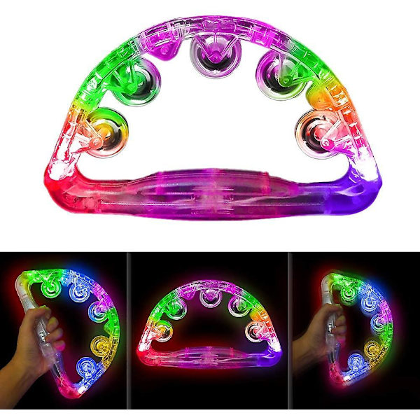 Light Up Tambourine Musical Flashing Tambourine Handheld Percussion 2 PCS