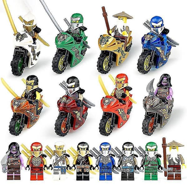 8 Figures with motorcycle available 8pcs ninja building blocks figures with enlighten motorcycle z53