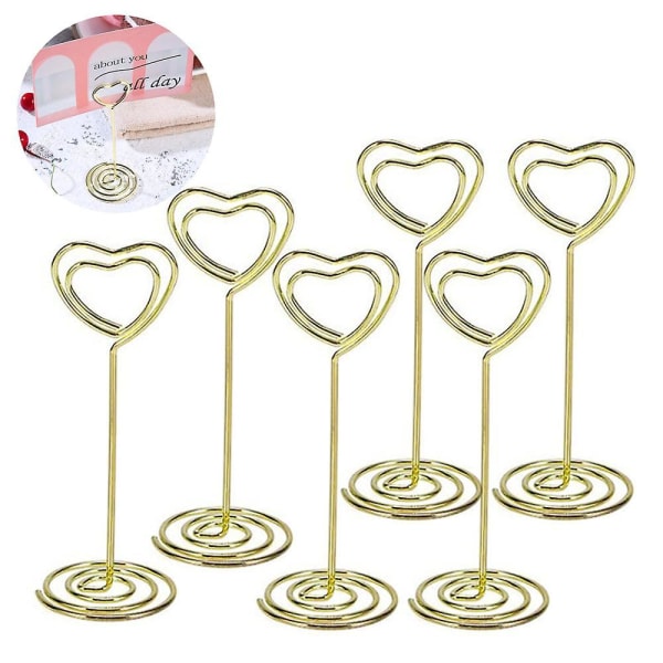 12pcs Tall Place Table Holder With Heart Shape Photo Picture Memo Clips