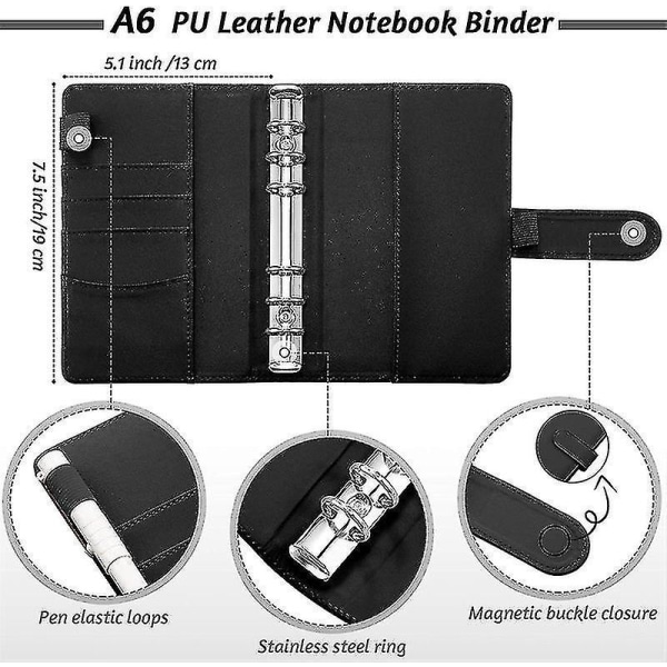 A6 Binder Budget Notebook Cover Folder Size 6 Hole Pocket Plastic Zipper Money Saving Envelope Diary Pink Laser