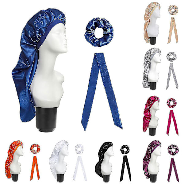 1 Set Sleeping Cap Adjustable Anti-static Fake Stain Wide Application Sleeping Hat For Women Black