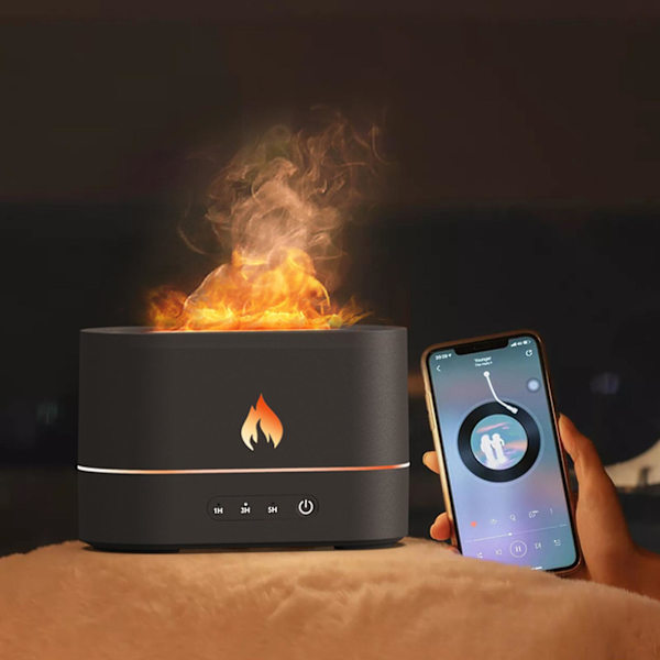 Aroma Diffuser Humidifier With Flame Effect,fragrance Oil Diffuser,250ml Cool Mist Humidifier For Bedroom White