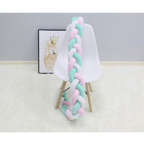 Sengekant, baby Bumper Sengeslange Baby Senge Bumper Vævet Kantbeskyttelse Hovedbeskyttelse Dekoration Til Tremmeseng (grå, 100cm) White*Green*Pink 150cm
