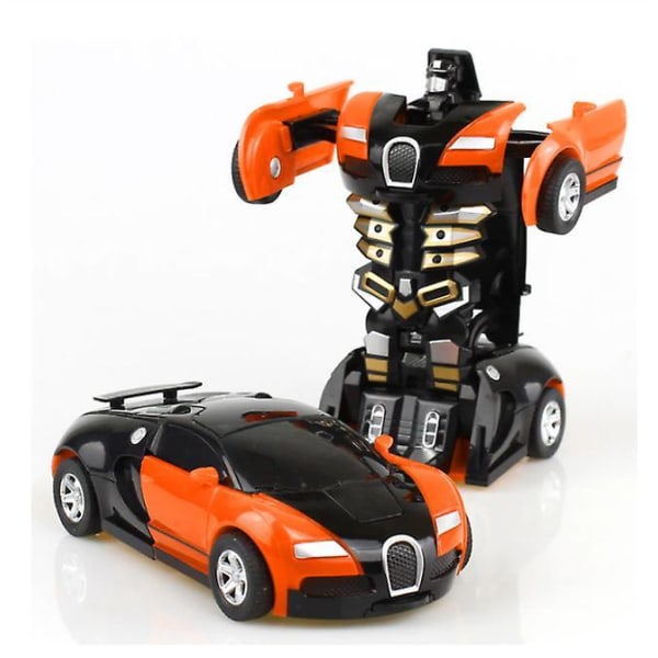 One-key Deformation Car Toys Automatic Transform Robot Orange