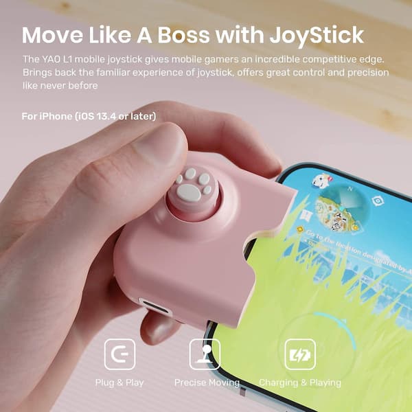 Yao L1 Pro Mobil Spil Controller Joystick Til Iphone (ios 13.4 Eller Senere, Til Ios Mobilspil) Pink