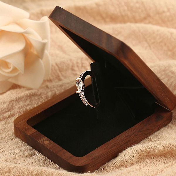 Wooden Ring Box For Proposal Ceremony Ring Box With Concealed Magnetic Closure