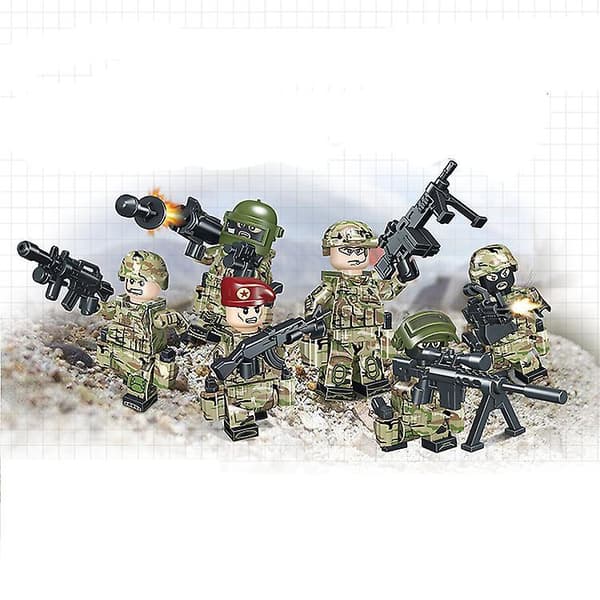 Alpha Force Building Blocks 6pcs Special Forces Military Dolls With Weapon Assembled Building Blocks