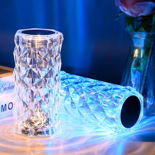 Color Changing Romantic Rose Crystal Lamp Bedside Touch Control Usb Diamond Table Lamp