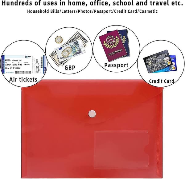 A5 Plastic Wallets (36 Pcs) - A5 Plastic Folder File Document Paperwoerk Wallets Gift