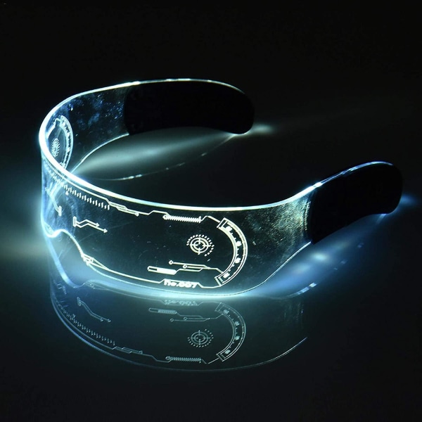 Halloween Led Glow Glasses - Neon Goggles - Cyberpunk Led Visor Glasses - Futuristic Electronic Visor Glasses - For Party Disco Dj Music Concert