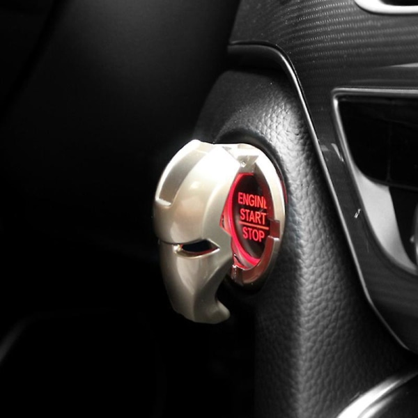 3d Iron Man Car Interior Decoration Accessories One Button Start Cover Ignition Switch Protective silver
