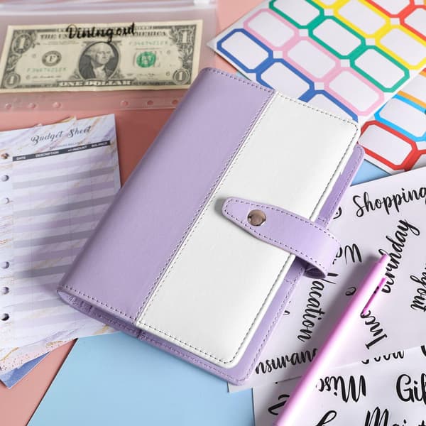 A6 Budget Binder,macaron Budget Binder With 12 Clear Zippered Pockets-budgeting Money Envelopes Saving Organizer,envelope System With Self-adhesive La