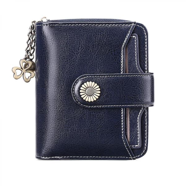 Women's Leather Wallet Small Rfid Blocking Bi-fold Zip Pocket Card Holder With 2 Id Window