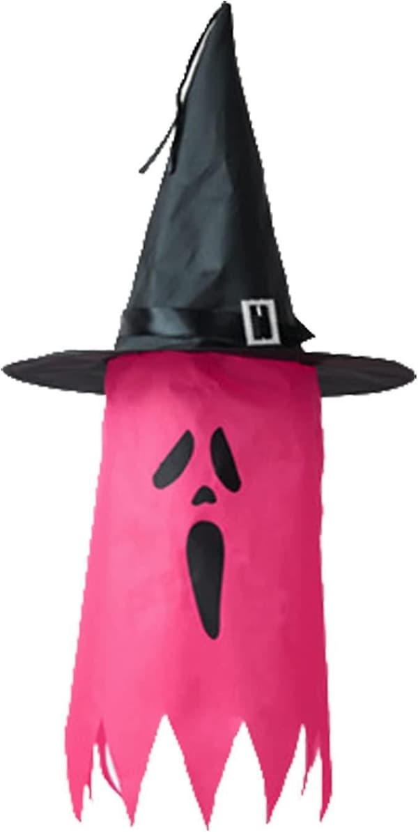 Halloween Hanging Glowing Ghost Witch Hat Battery Powered Led String Lights Outdoor Hanging Decorative Tree Porch Patio Pink