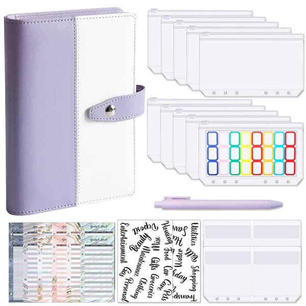 A6 Budget Binder,macaron Budget Binder With 12 Clear Zippered Pockets-budgeting Money Envelopes Saving Organizer,envelope System With Self-adhesive La