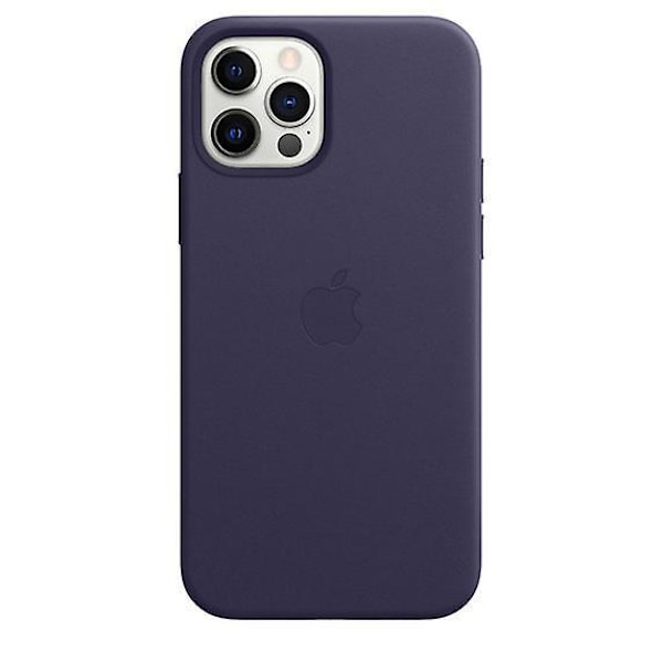 Læder Telefon Cover Til Iphone 12/12 Pro Læder Cover Med Magsafe Deep Violet