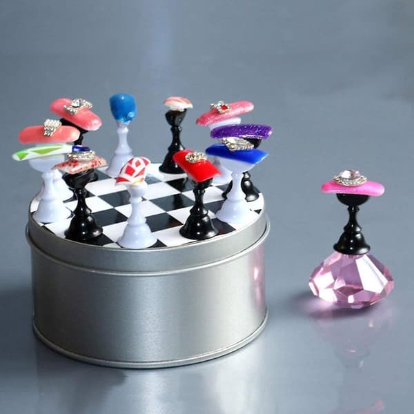 1 Sett Neglekunst Tips Holder Øvelse Display Stativ, Magnetisk Festeplate PINK
