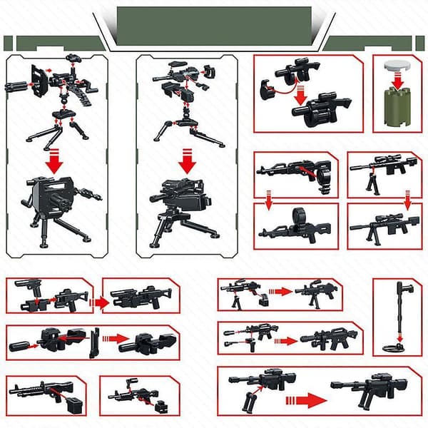 6 stk. American Leopard Raid Special Elite Force Kroppsrustning Barn DIY Monterte Byggeklosser