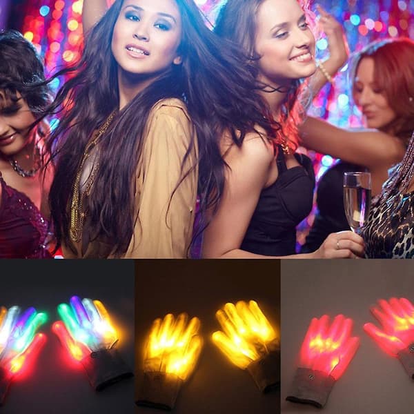 1 par LED Lysende Fingerhansker Halloween Julekostyme Danse Dekor Blue