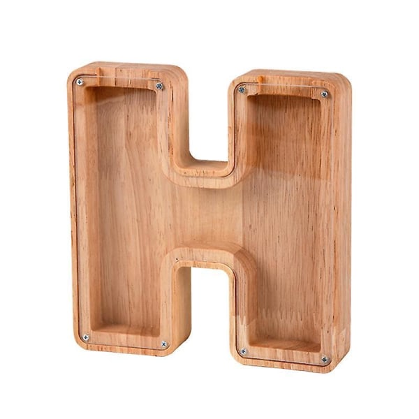 Wooden Piggy Bank Alphabet Cash Box Letters Coin Piggy Bank Kids Money Box H