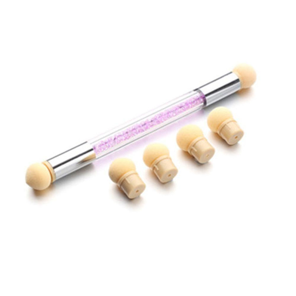 Double Head Sponge Nail Brush Picking Dotting Gradient Pen Brush Purple